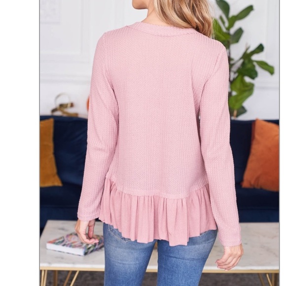Powder rose blush PINK peplum long-sleeve top. PRETTY!๐ธ - Picture 5 of 15